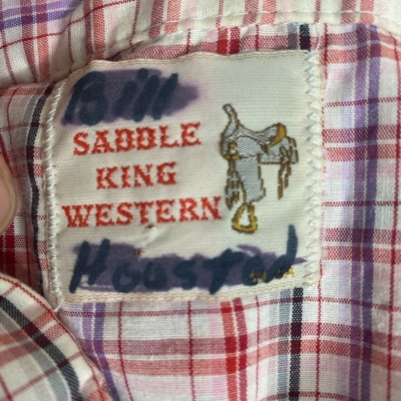 Vintage Saddle King Western Pearl Snap Western Shirt Red Plaid Sz Lg - Picture 6 of 6
